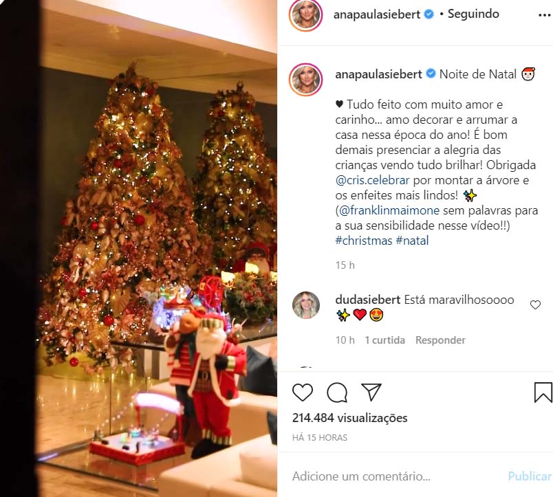 Ana Paula Siebert encanta web ao mostrar sua árvore de Natal rosa