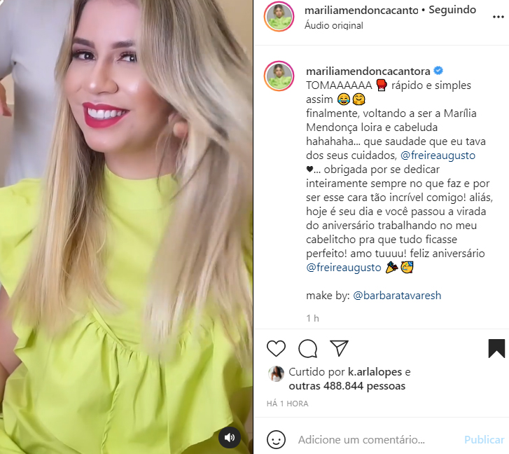 Marília Mendonça mostra antes e depois do novo visual - Crédito: Reprodução / Instagram