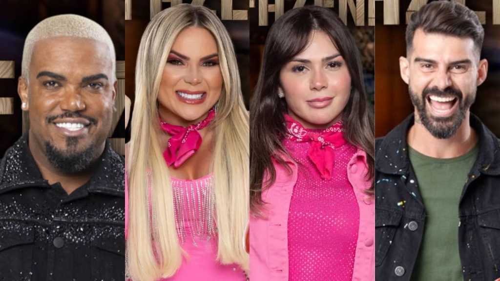 Tonzão, Kally, Nadja e Radamés na 10ª Roça de 'A Fazenda15'. Reprodução/Record TV