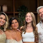 Flávia Alessandra e Otaviano Costa com Giulia Costa e Olívia