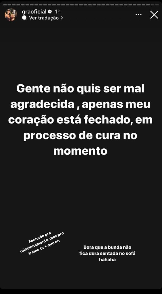 Gracyanne Barbosa faz desabafo sobre vida amorosa