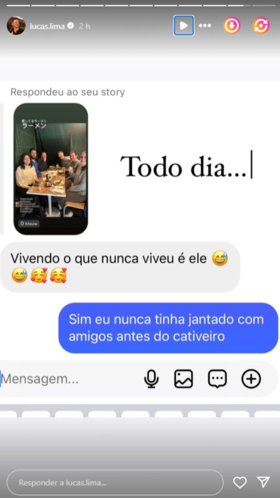 Story de Lucas Lima - Reprodução/Instagram