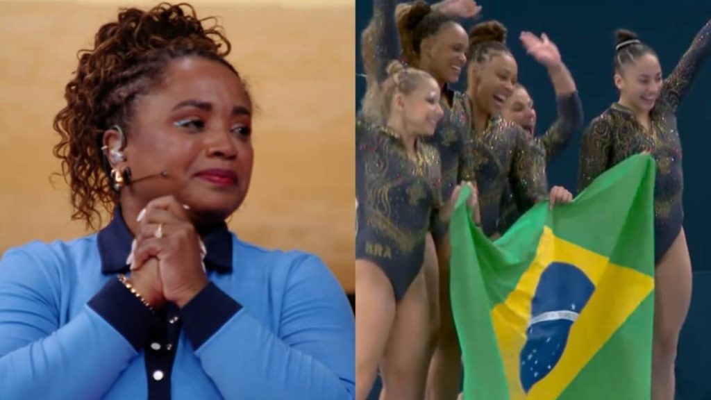 Daiane dos Santos quebra protocolo e cai no choro com medalha inédita do Brasil nas Olimpíadas