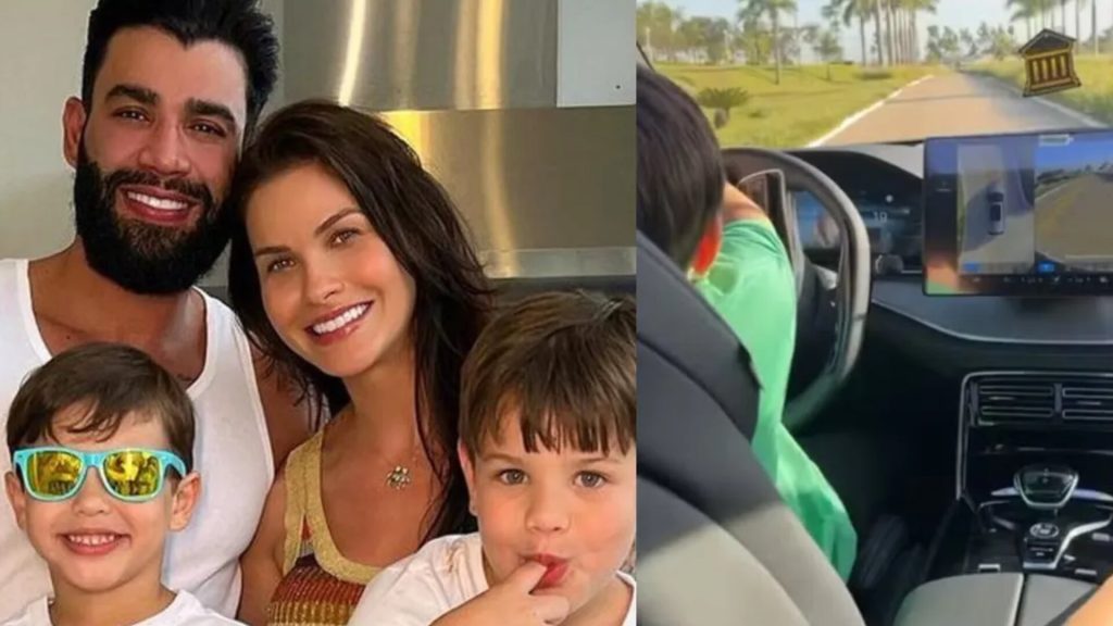 Gusttavo Lima e Andressa Suita com os filhos, Gabriel e Samuel