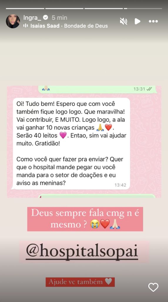 Story de Ingra Soares - Reprodução/Instagram