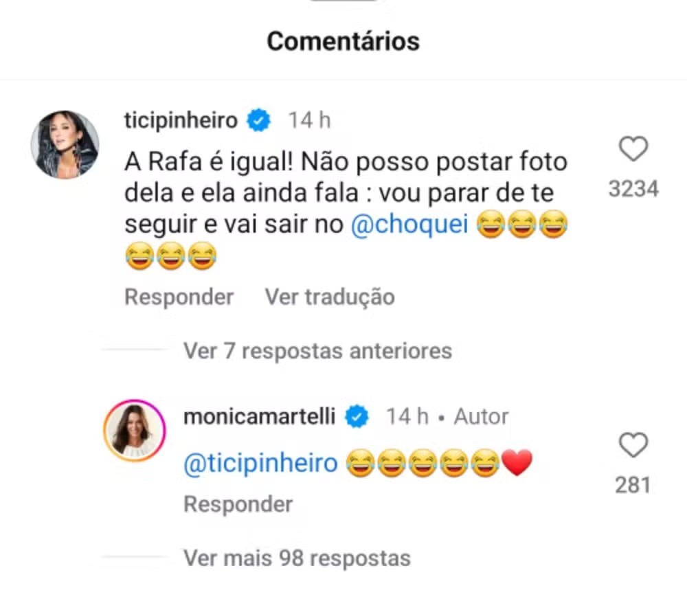 Comentário Ticiane Pinheiro (Reprodução/Instagram)