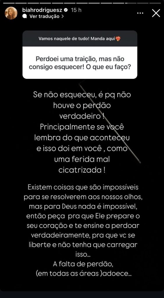 Esposa de Sorocaba, Biah Rodrigues dá conselho para seguidora que foi traída