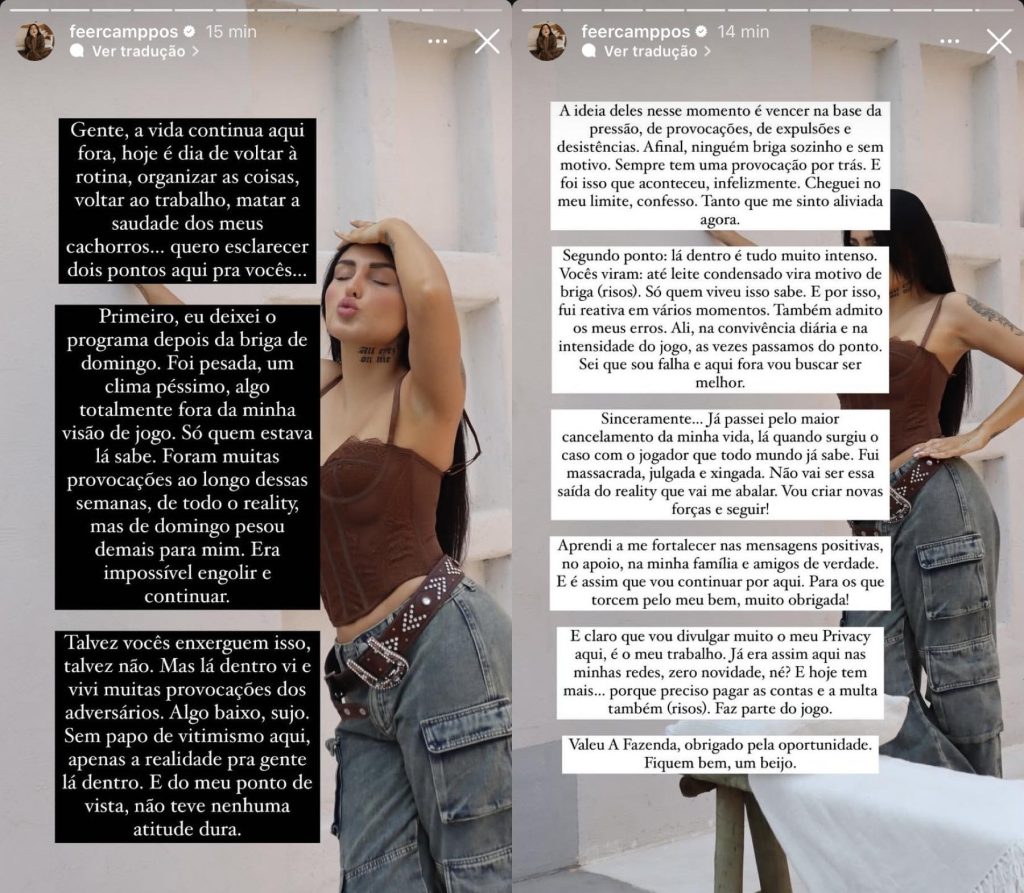 Fernanda Campos revela o real motivo de ter desistido da 'A Fazenda 16'