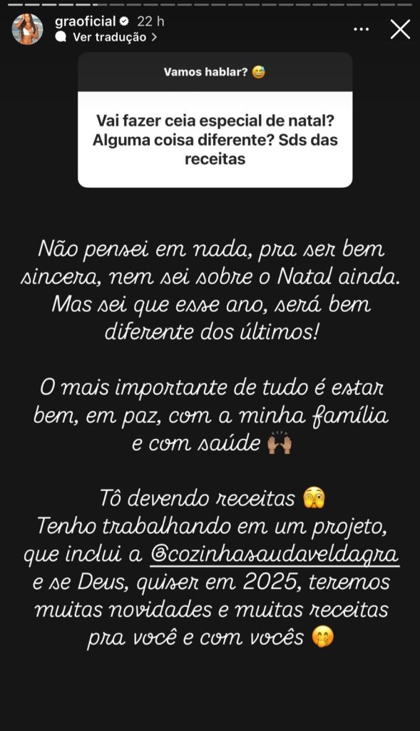 Story de Gracyanne Barbosa - Reprodução/Instagram