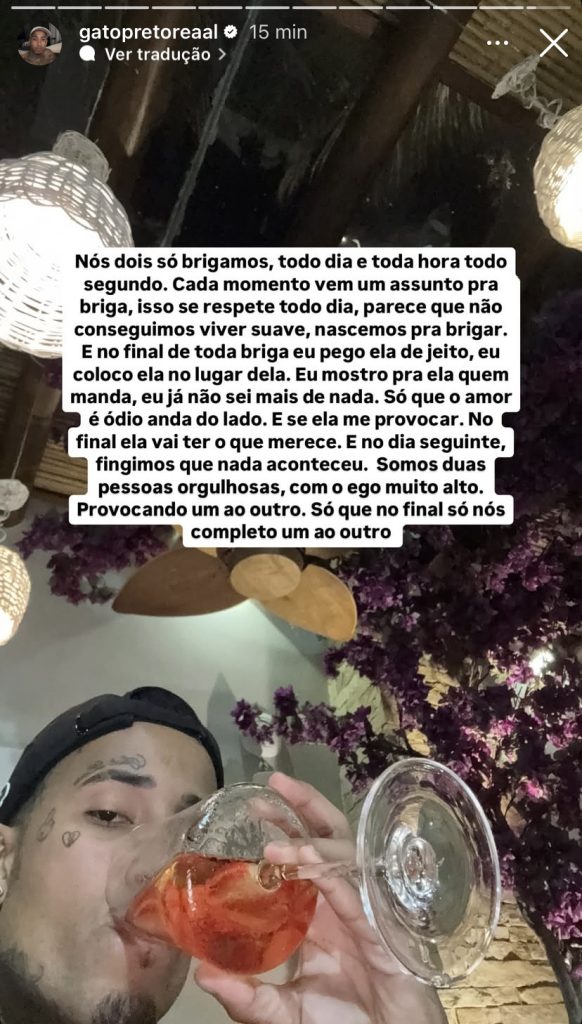 Gato Preto fala sobre brigas com Bia Miranda