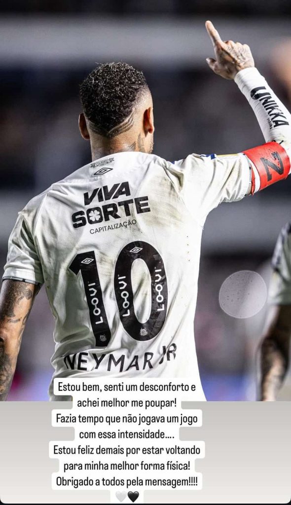 Neymar se pronuncia após pedir para ser substituído em jogo contra o Bragantino